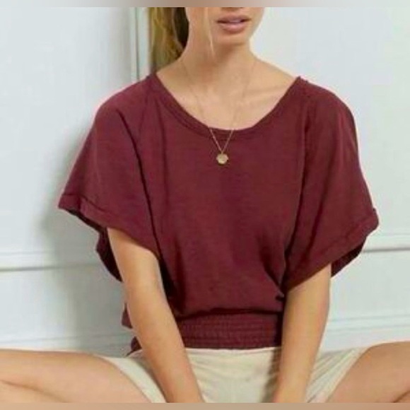 Anthropologie Saturday Sunday Plum Blouson Hem Top Size Small NWT - Picture 1 of 5